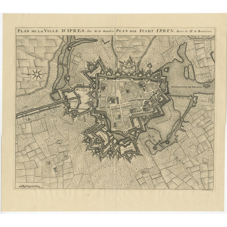 Plan de la Ville d'Ipres - Beaulieu (1729)