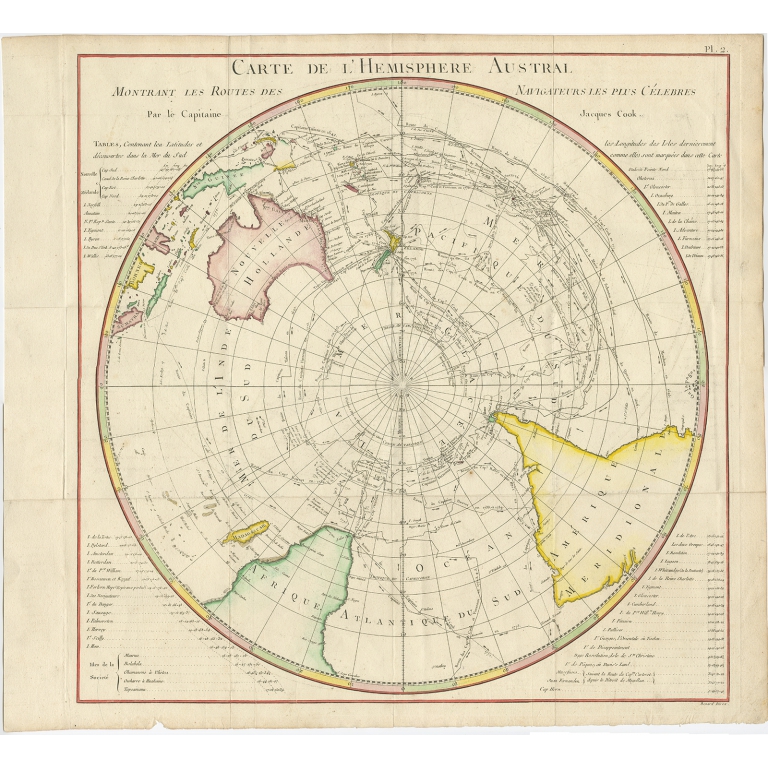 Carte de l'Hemisphere Austral - Benard (1778)