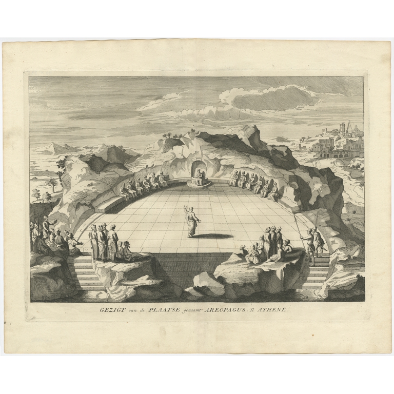 Gezigt van de Plaatse genaamt Areopagus te Athene - Calmet (1725)