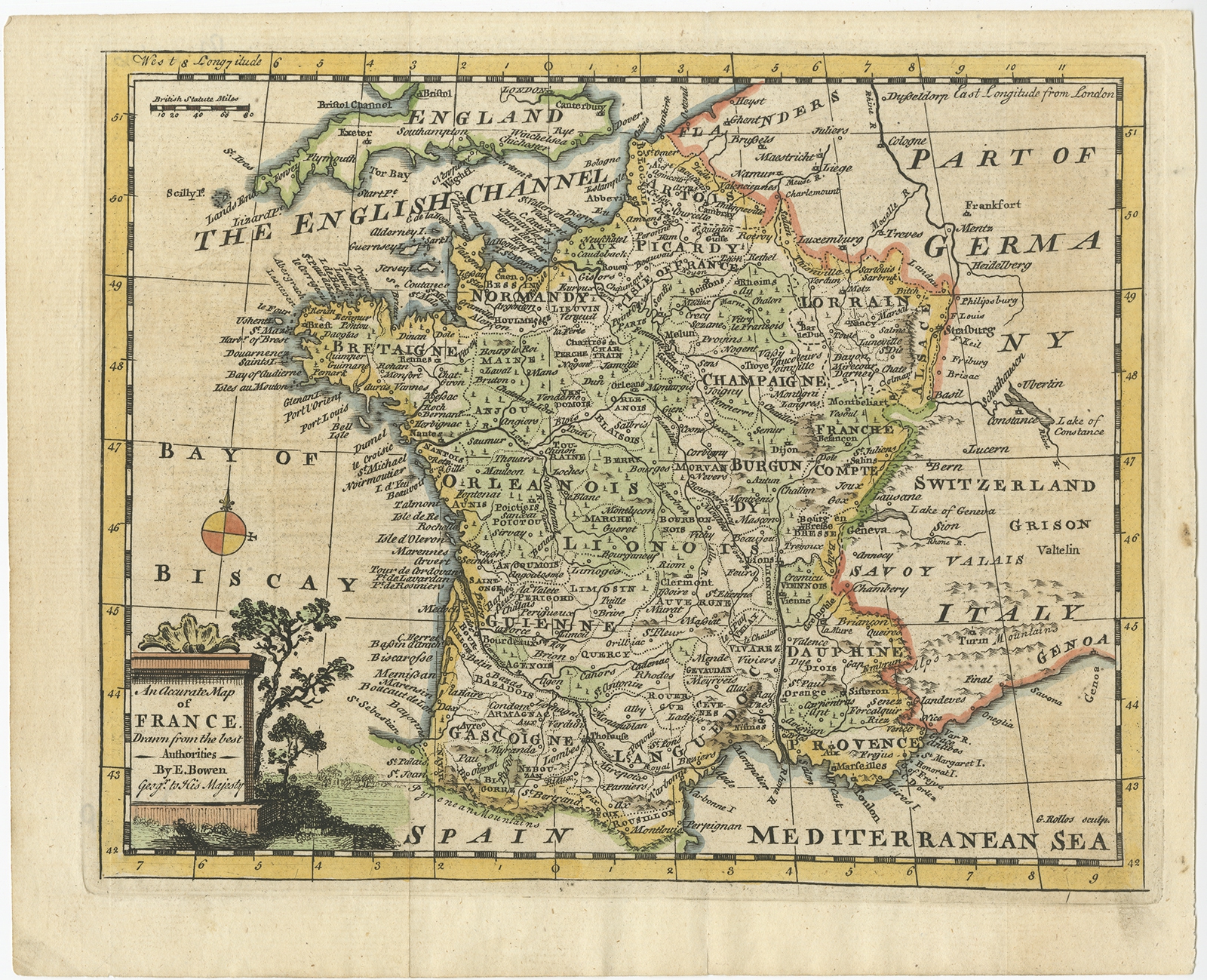 An Accurate Map of France - Bowen (1754)