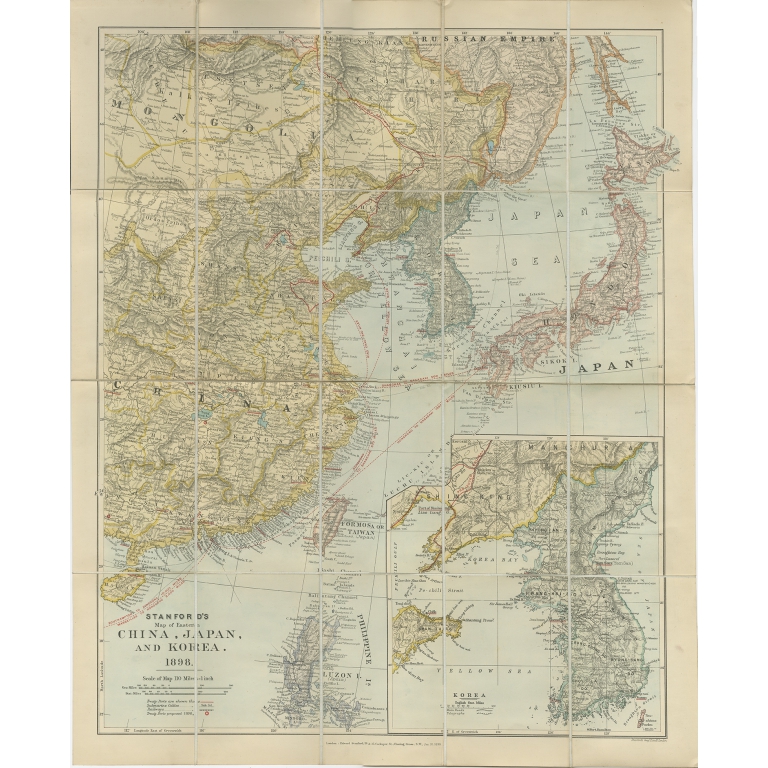 Stanford's Map of Eastern China, Japan and Korea - Stanford (1898)