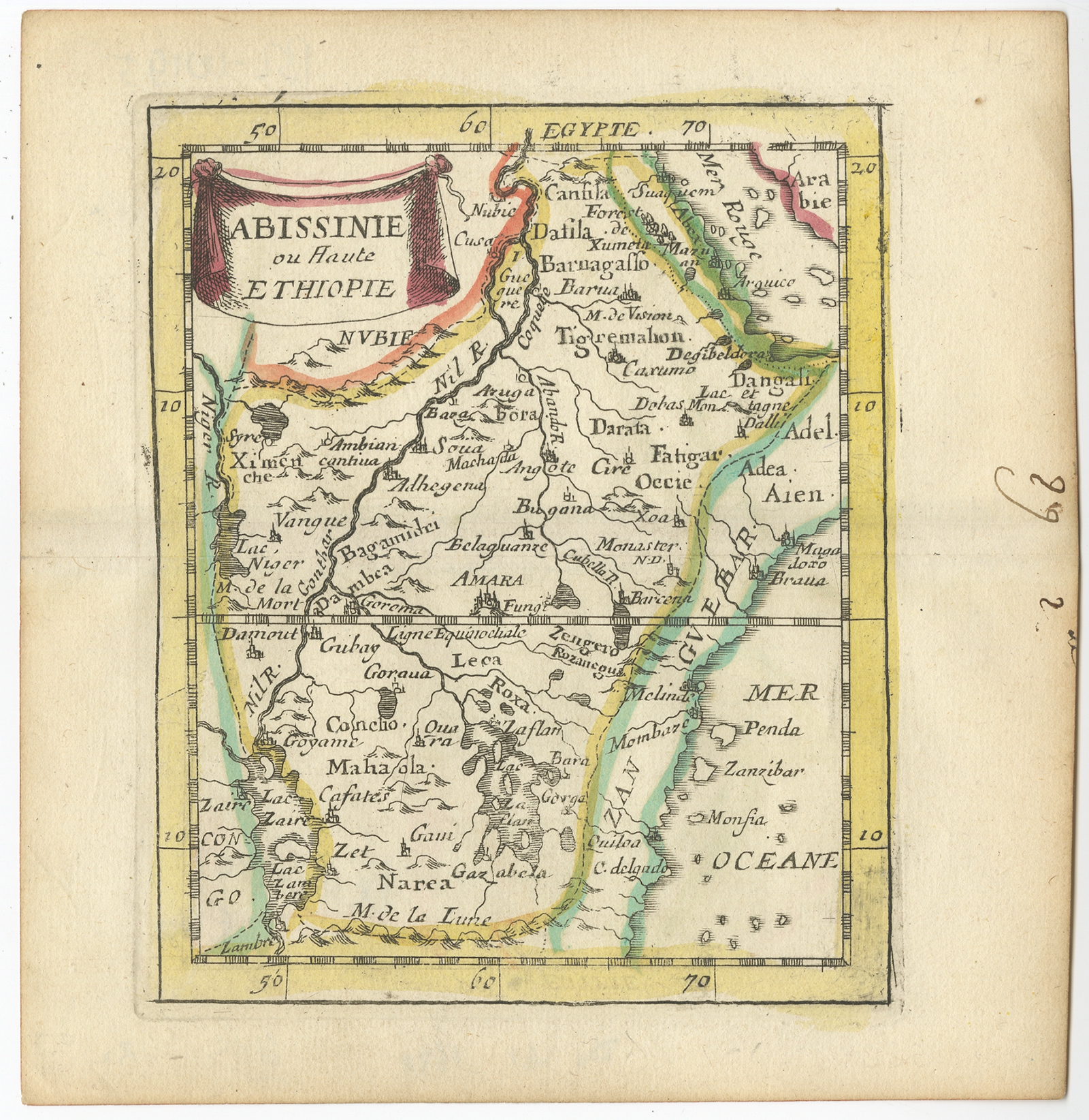 Antique Map Of Ethiopia By Du Val 1688