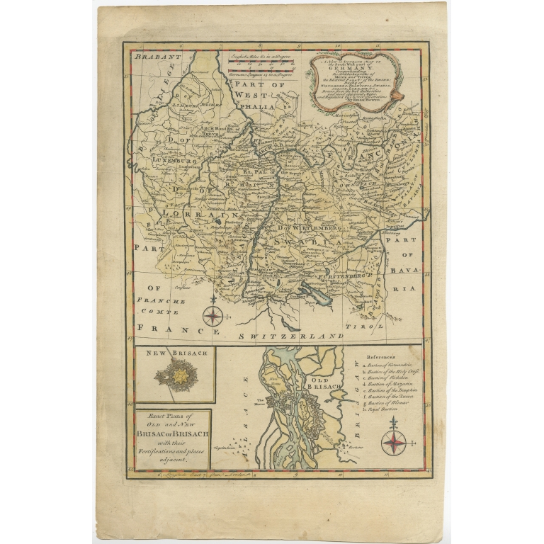 A New & Accurate Map of the South West part of Germany - Bowen  (1747)
