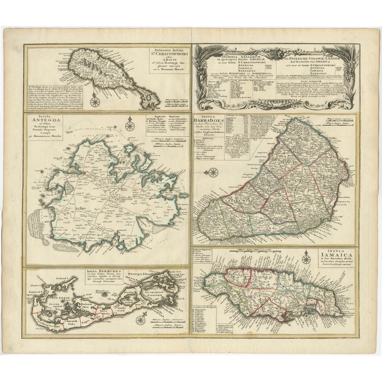Dominia Anglorum in praecipuis Insulia Americae (..) - Homann (c.1745)