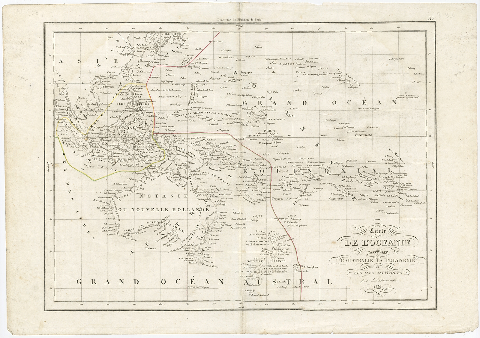 Antique Map of Oceania by Delamarche (1836)