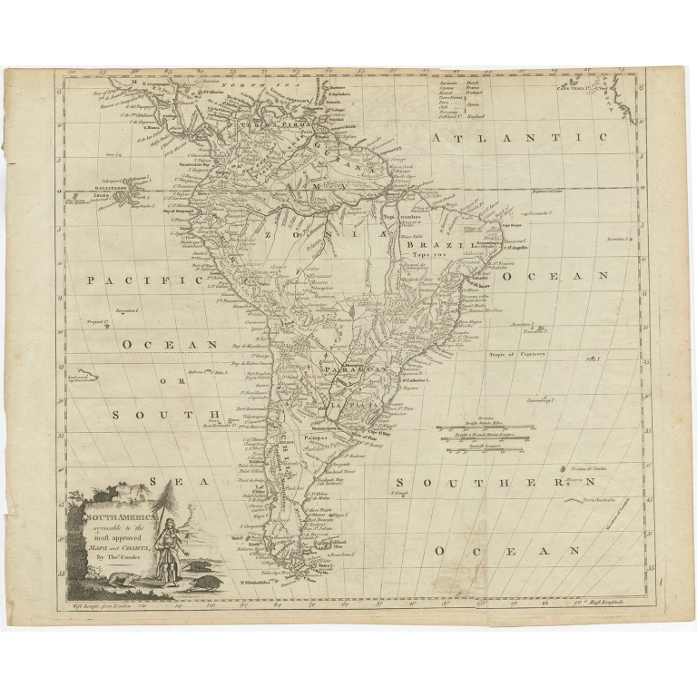 South America agreeable to the most approved maps and charts - Conder (c.1775)