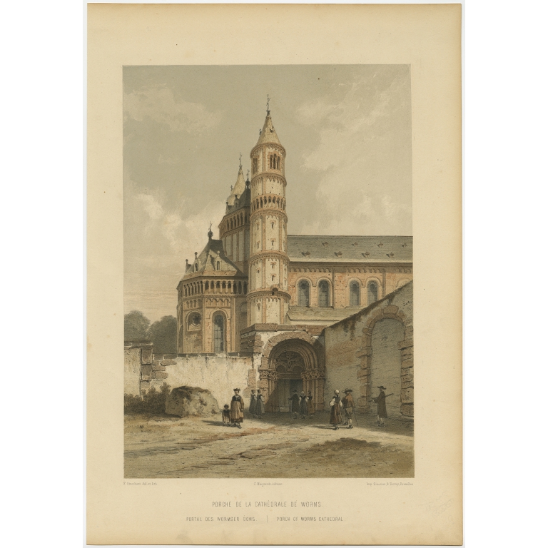 Porche de la Cathedrale de Worms - Stroobant (1860)