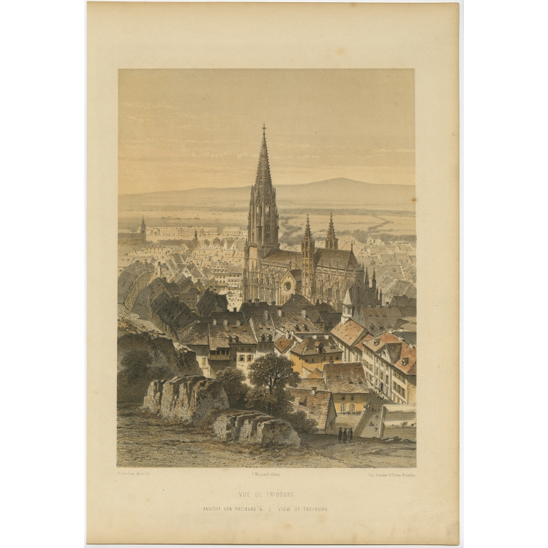 Vue de Fribourg - Stroobant (1860)