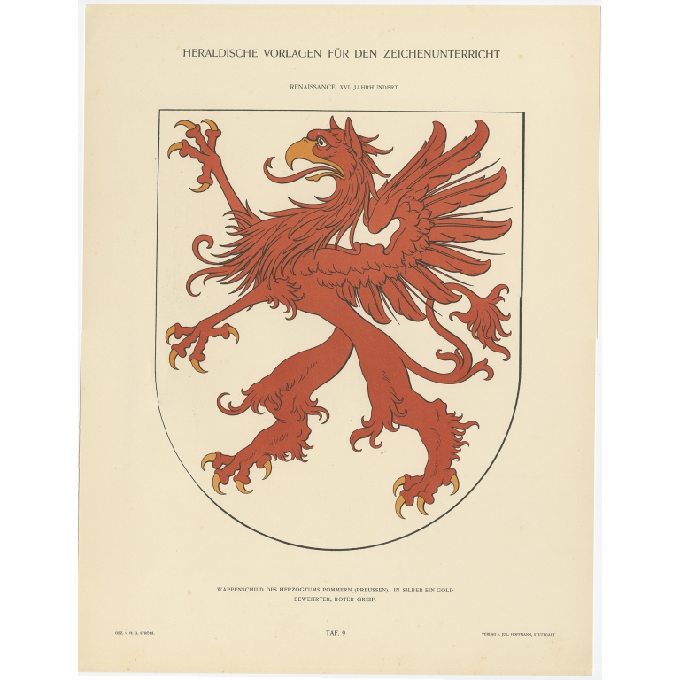 Taf 9. Wappenschild des Herzogtums Pommern (..) - Ströhl (1910)