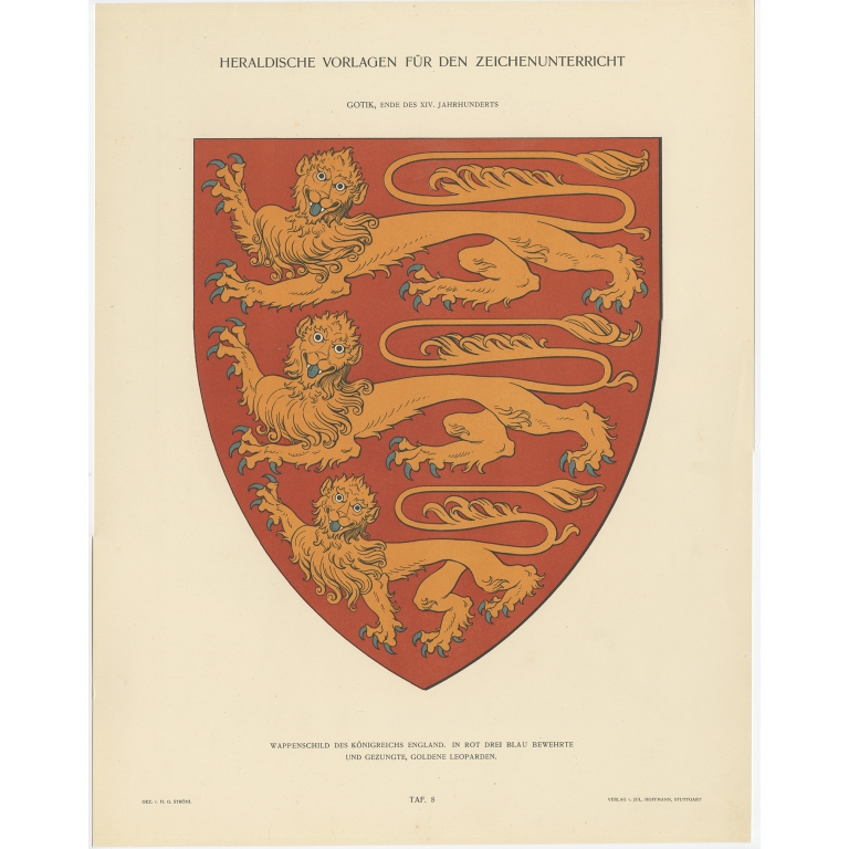 Taf 8. Wappenschild des Königreichs England (..) - Ströhl (1910)