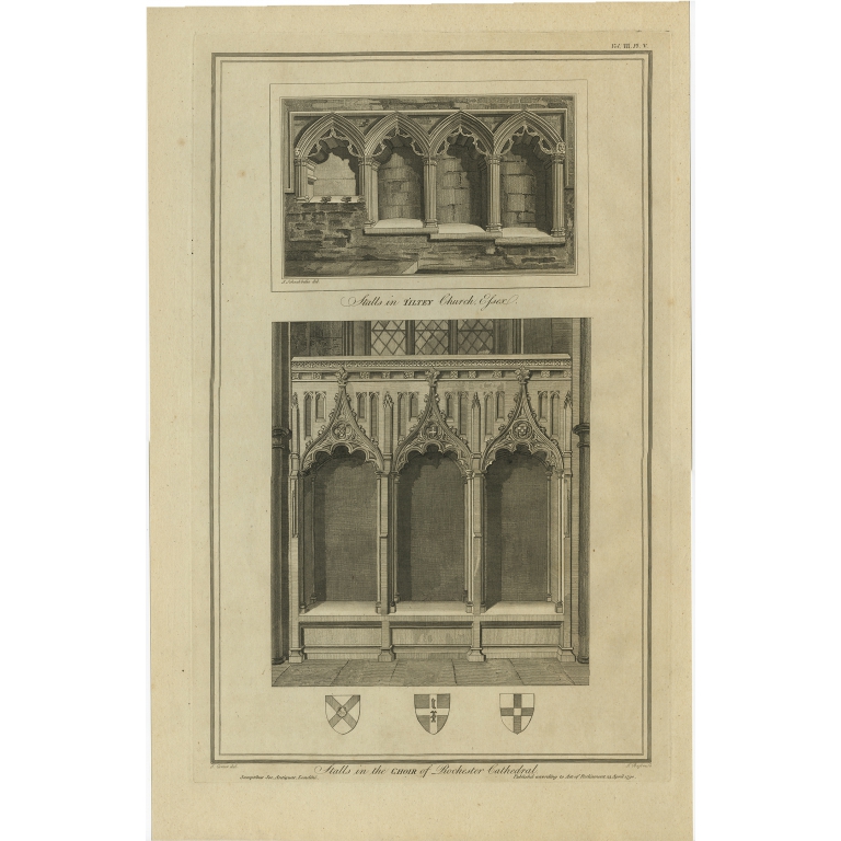 Stalls in the Choir of Rochester Cathedral - Basire (1790)