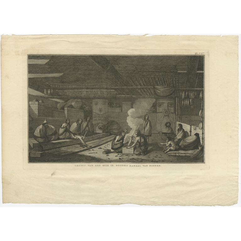 Gezigt van een Huis in Nootka Kanaal van binnen - Cook (1803)