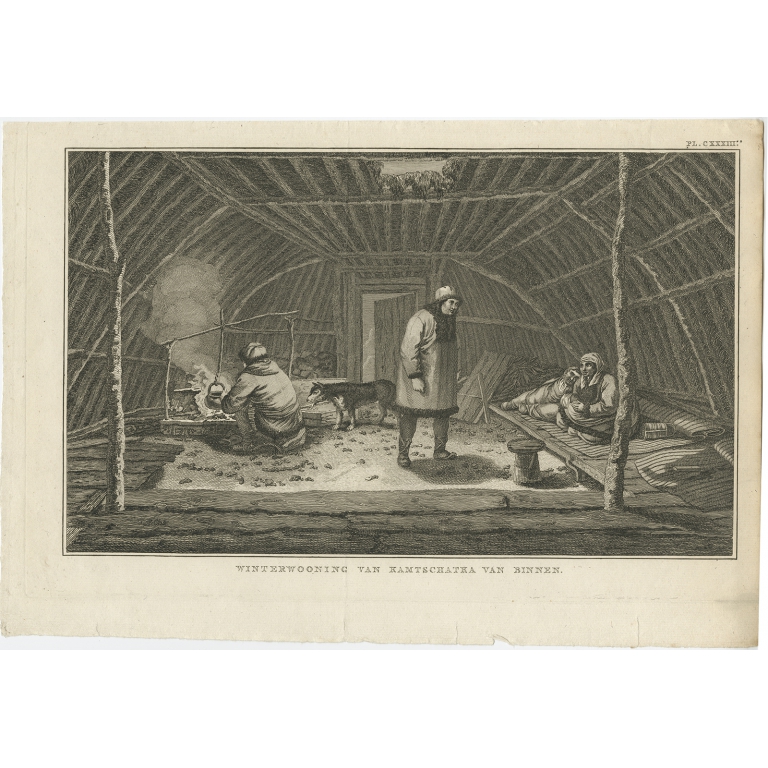 Winterwooning van Kamtschatka van binnen - Cook (1803)