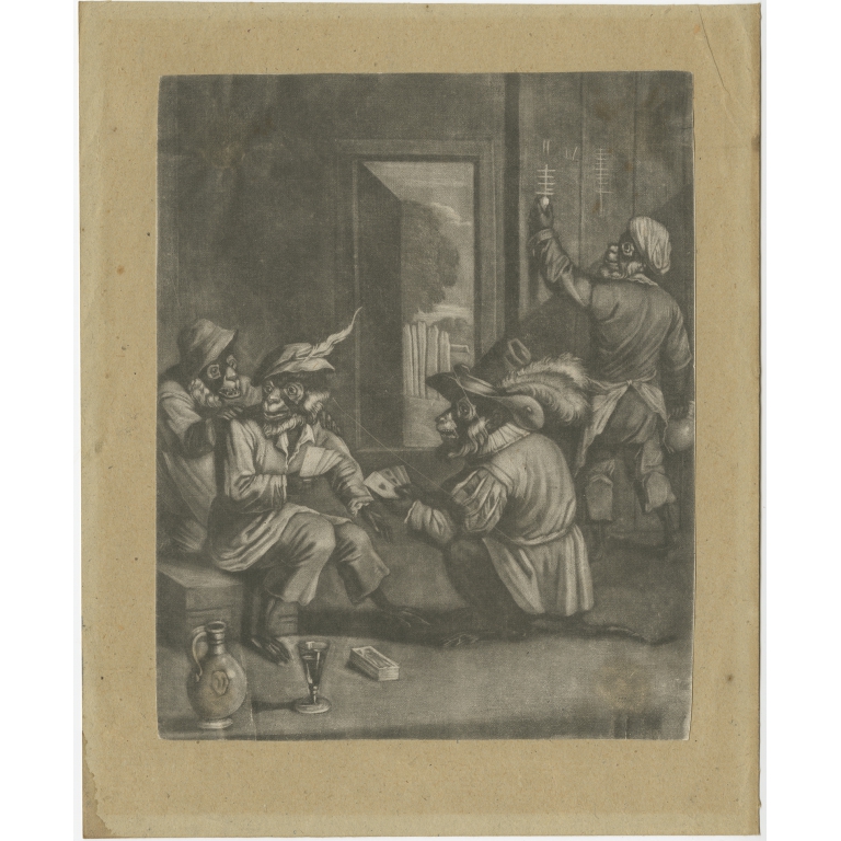 Untitled Print Monkeys Playing Cards - Smith (c.1730)