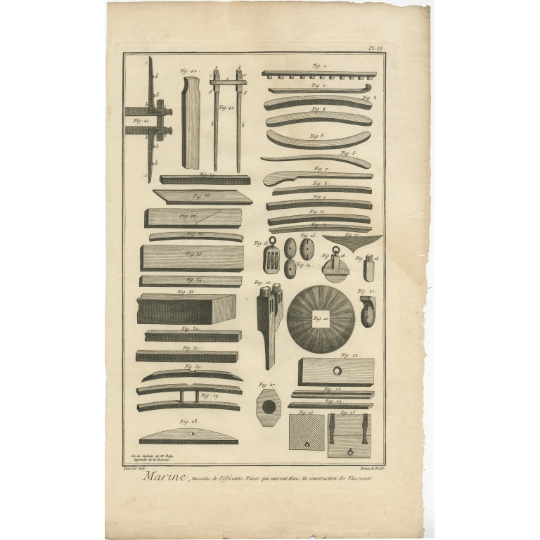 Pl. VI Marine, desseins de differentes Pieces (..) - Diderot (c.1770)