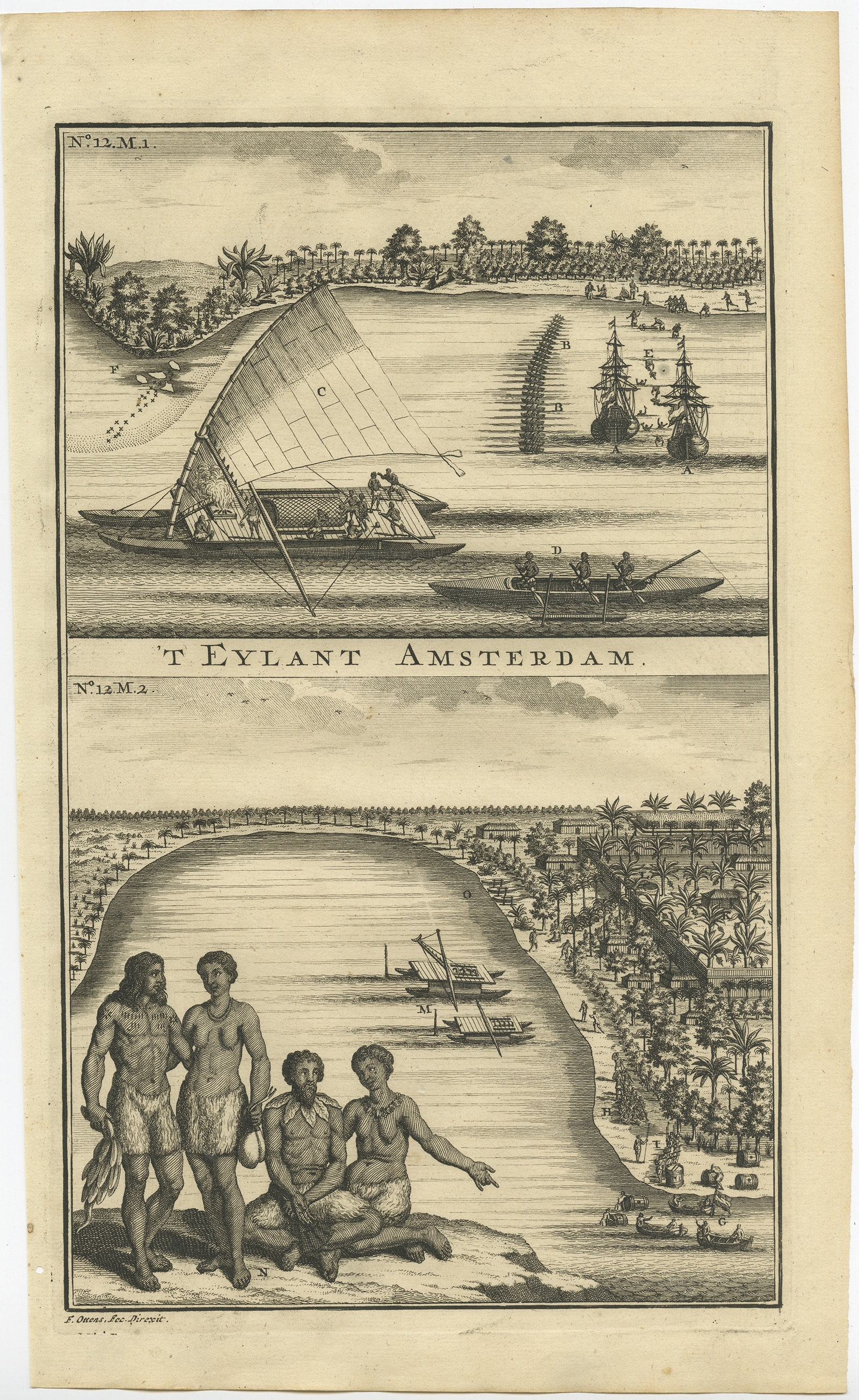 venijn Dertig schommel Antique Print of Amsterdam Island by Valentijn (1726)