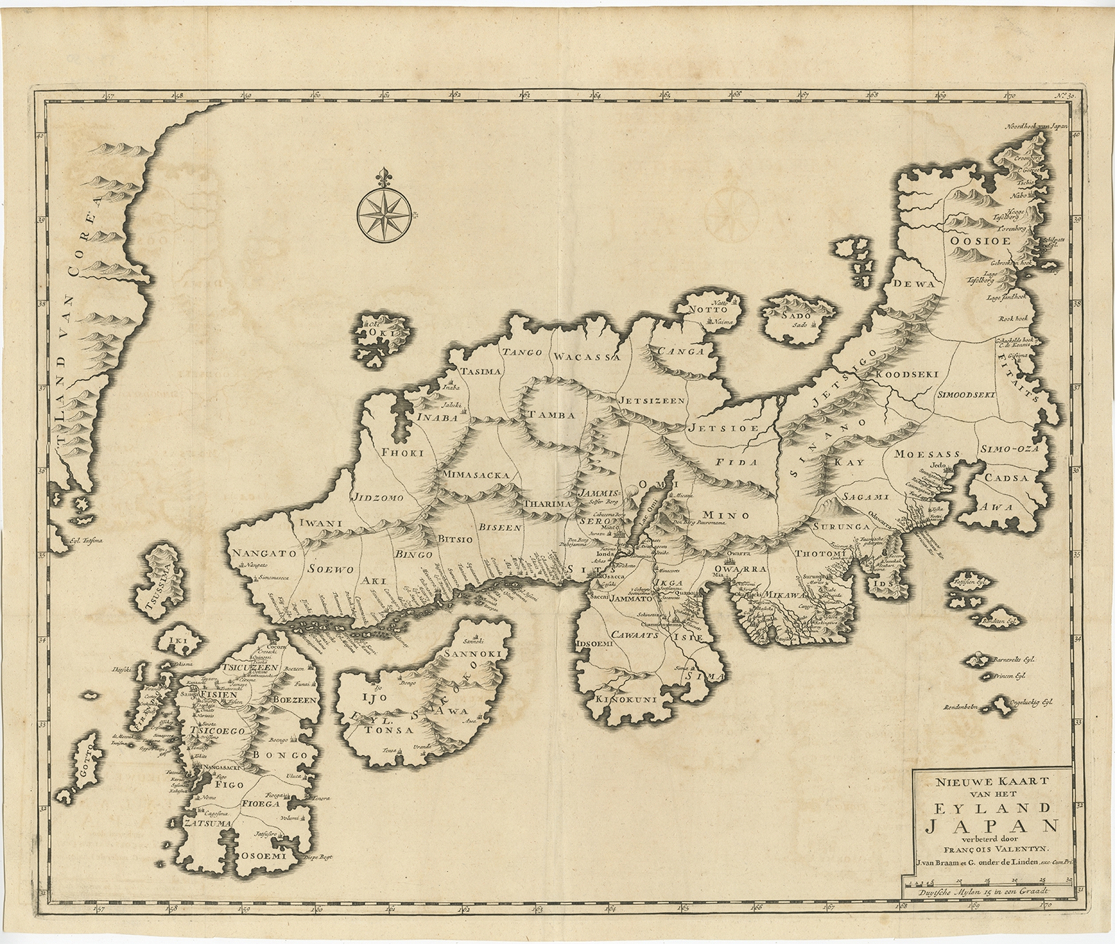 Antique Map of Japan by Valentijn (1726)