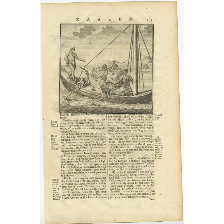 Untitled Print of Figures in a boat - Valentijn (1726)