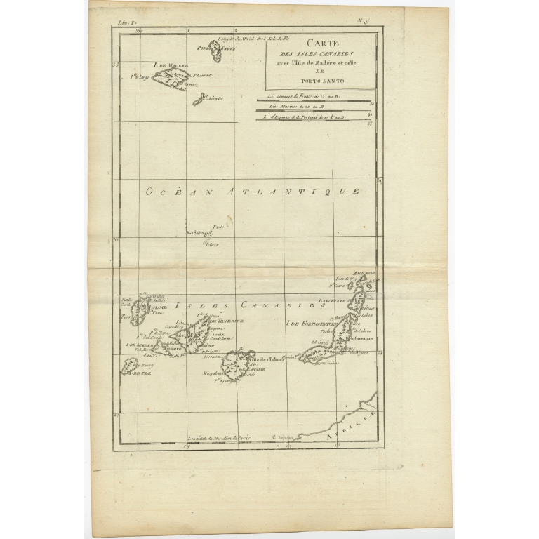 Carte des Isles Canaries (..) - Bonne (c.1780)
