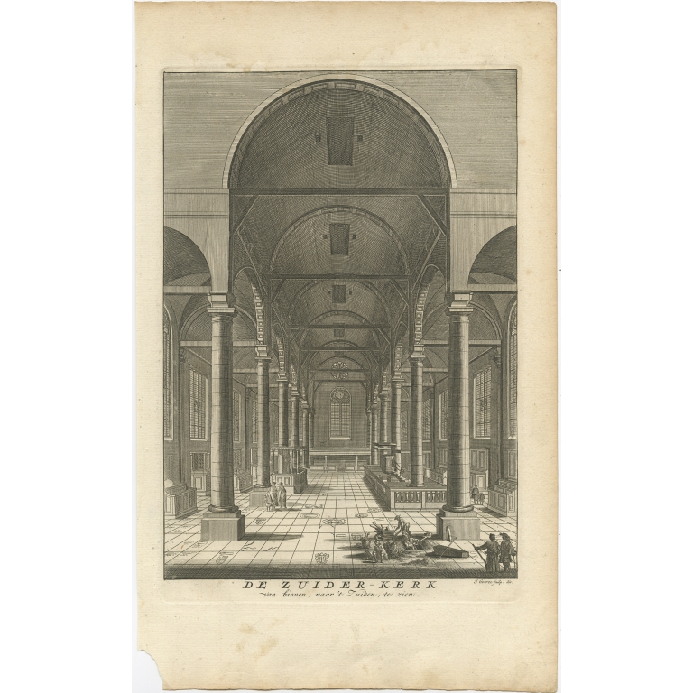 De Zuider-Kerk van binnen, naar 't Zuiden, te zien - Goeree (1765)