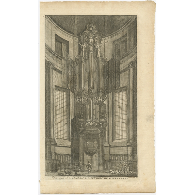 Het orgel en de predikstoel in de Luthersche Nieuwe Kerk - Goeree (1765)
