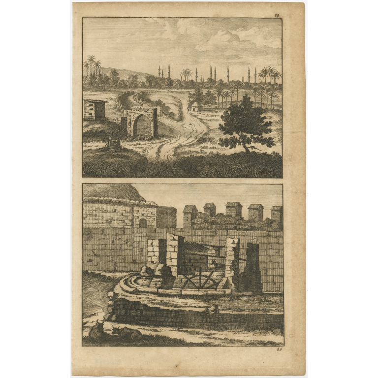 Untitled Print with a view of Cairo and Joseph's Well - De Bruyn (1698)