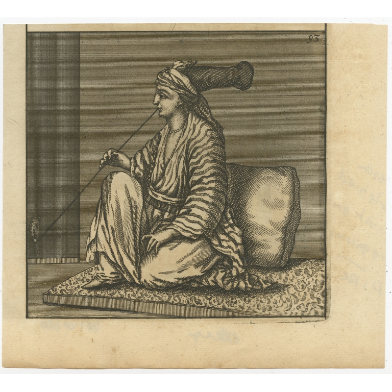Untitled Print of an Arab smoking a pipe - De Bruyn (1698)