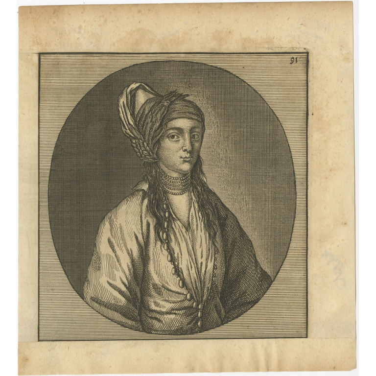 Untitled Print of a Woman from Cairo - De Bruyn (1698)