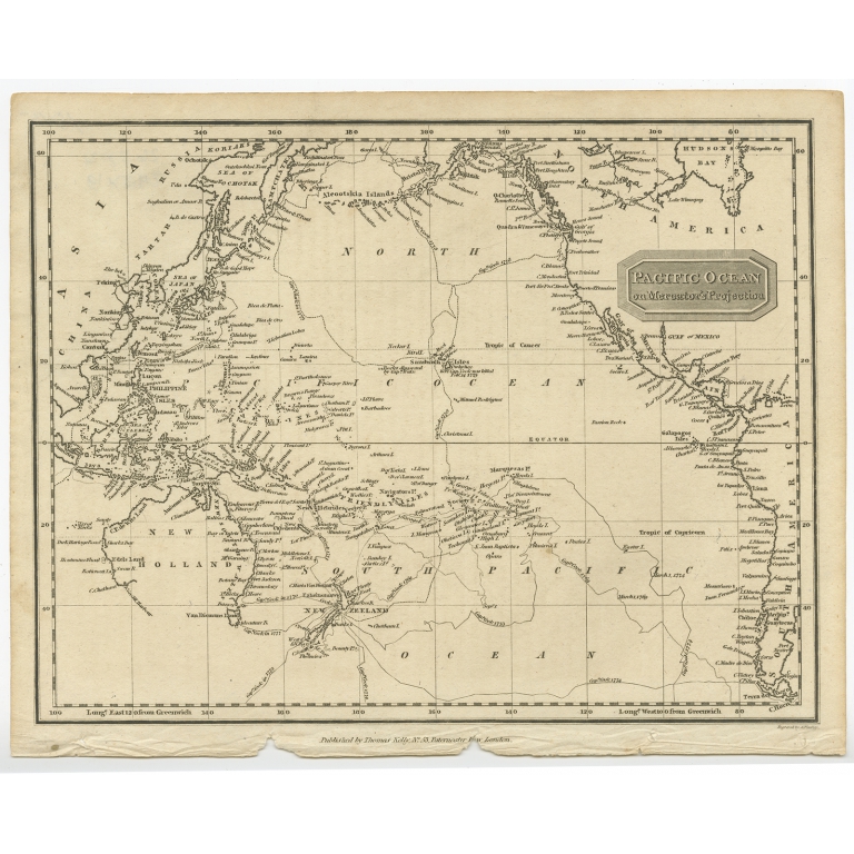 Pacific Ocean on Mercator's Projection - Findley (1824)