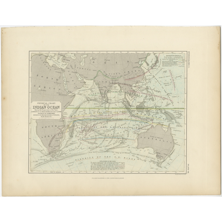 Physical Chart of the Indian Ocean - Johnston (1850)