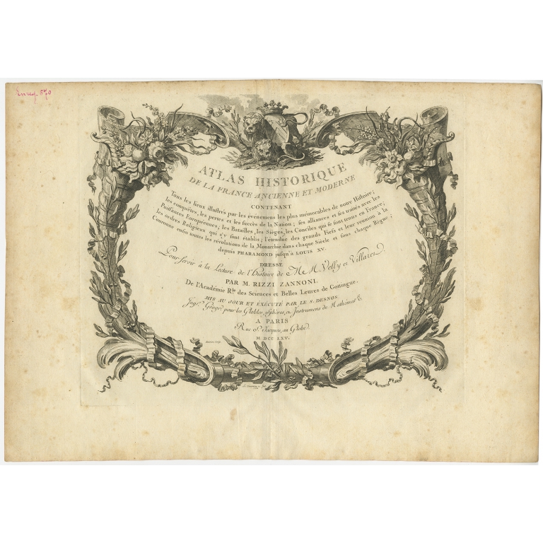 Frontispiece Atlas Historique - Zannoni (1765)