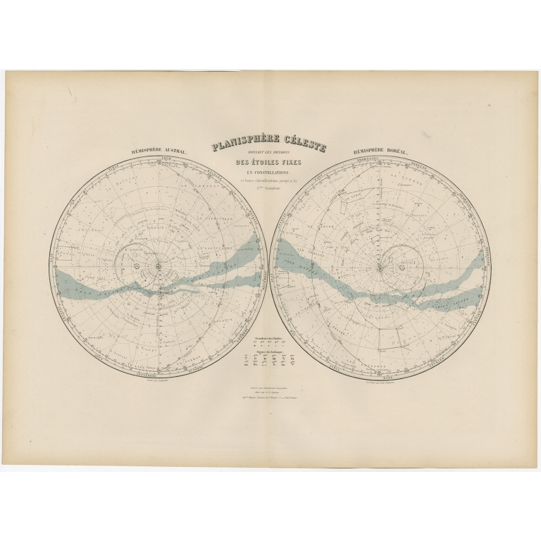 Planisphère en Céleste - Migeon (1880)