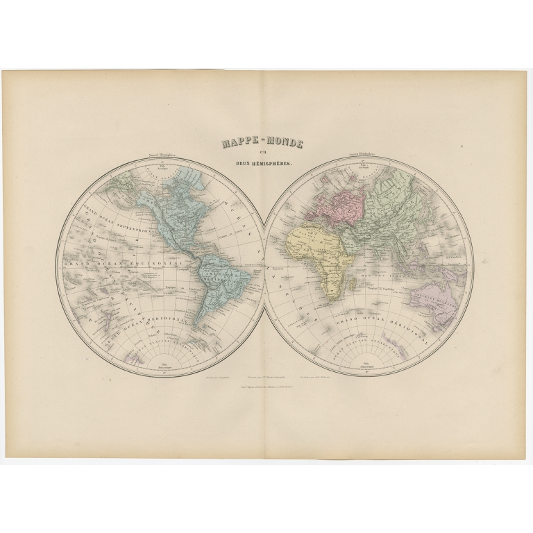 Mappe-Monde en deux Hémisphères - Migeon (1880)