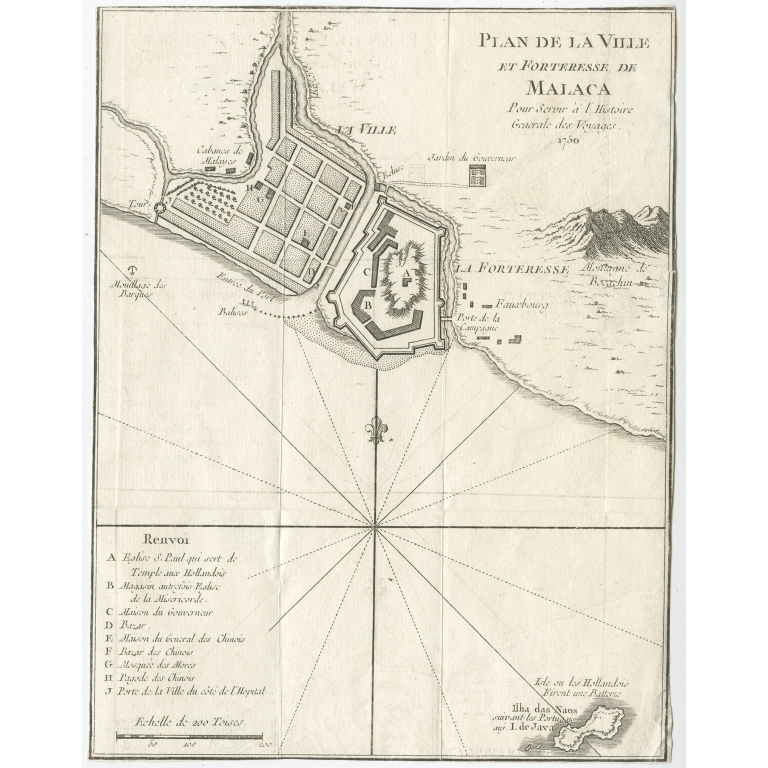 Plan de la Ville et Forteresse de Malaca - Van der Schley (1764)