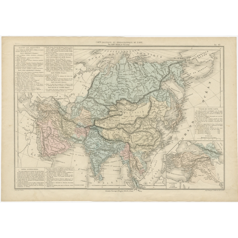 Carte Politique et Ethnographique d'Asie - Drioux (1868)