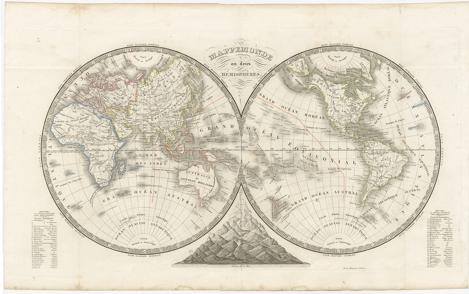Antique World Map by Monin (1839)