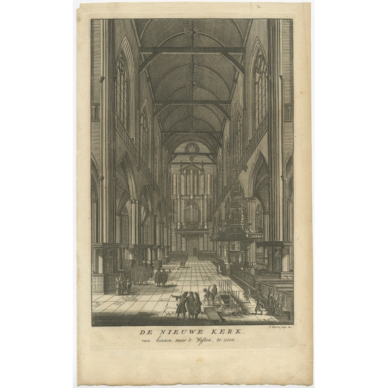De Nieuwe Kerk van binnen, naar 't Westen, te zien - Goeree (1765)