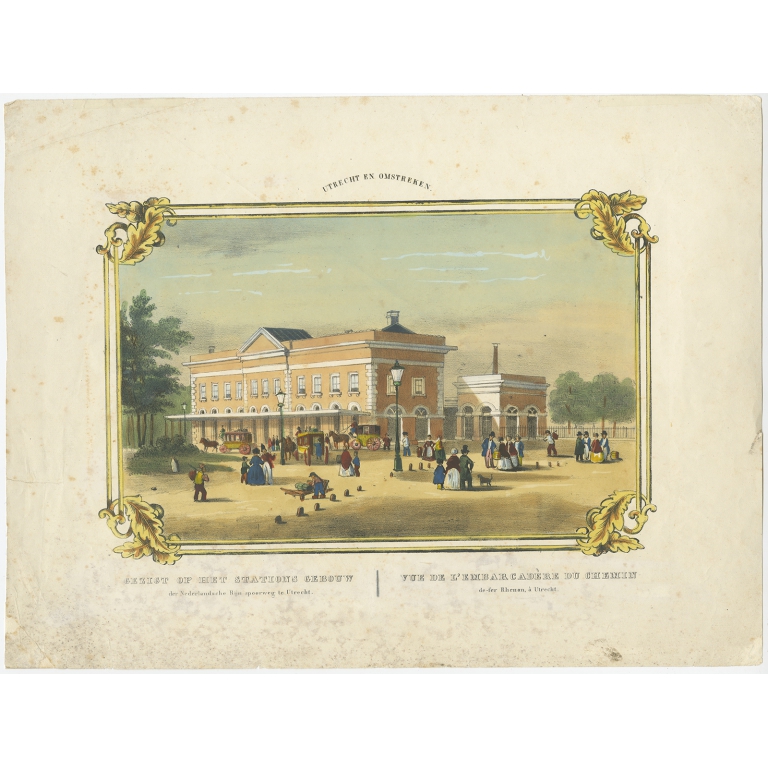 Gezigt op het Stations Gebouw (colored) - Huygens (c.1860)