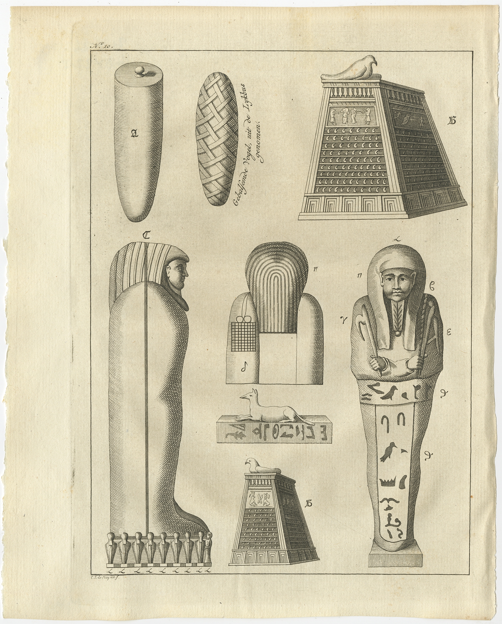 Antique Print of Tomb Objects by Shaw (1773)