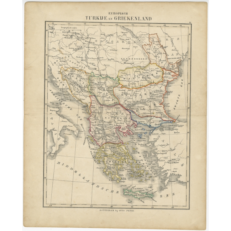 Europisch Turkije en Griekenland - Petri (c.1873)