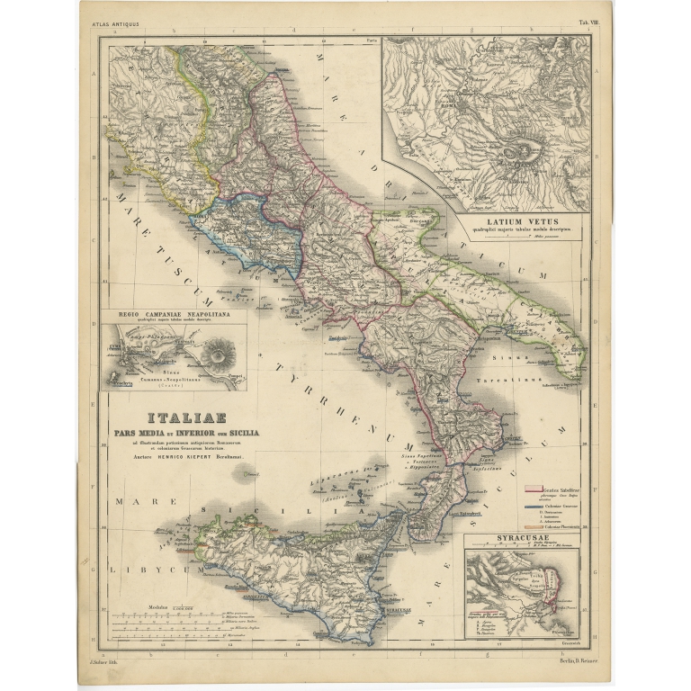 Italia pars Media et Inferior cum Sicilia - Kiepert (c.1870)