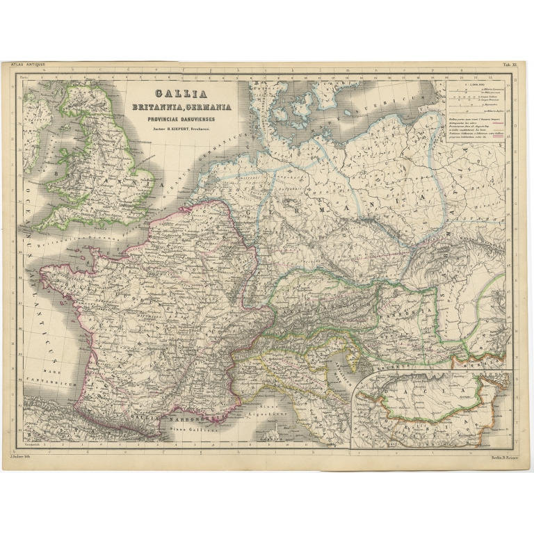 Gallia, Britannia, Germania - Kiepert (c.1870)