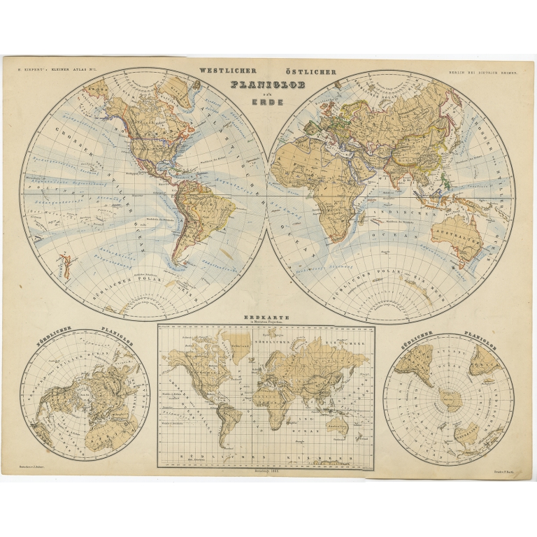 Planiglob der Erde - Kiepert (c.1870)