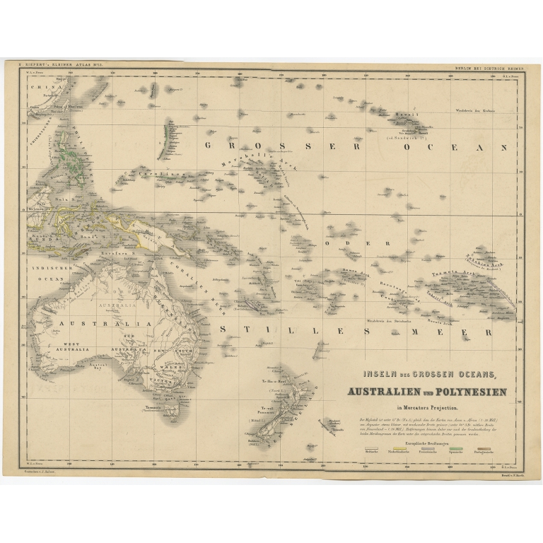 Inseln des Grossen Oceans, Australien und Polynesien - Kiepert (c.1870)