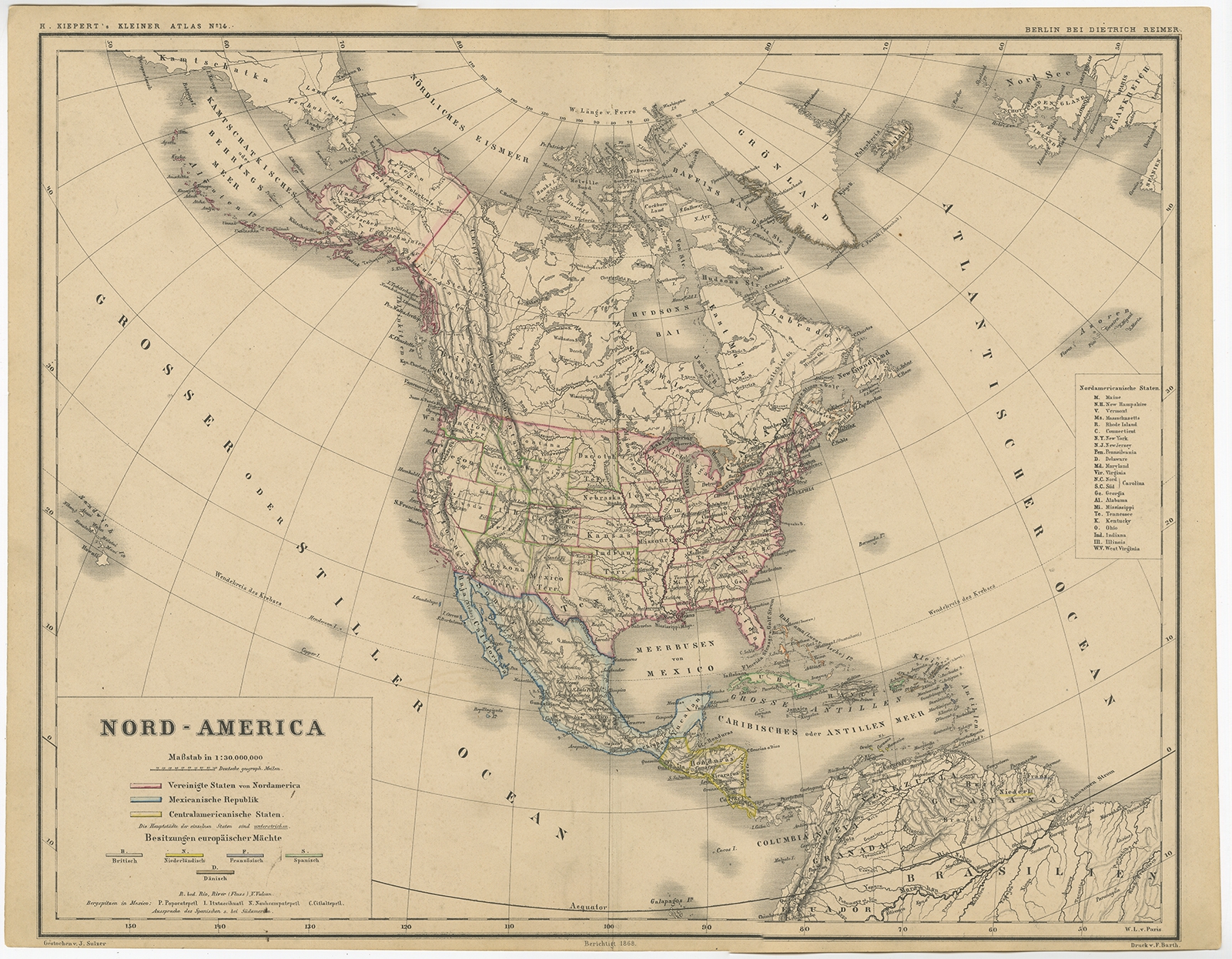 Antique Map Of North America By Kiepert C 1870 EBay   Ebay 