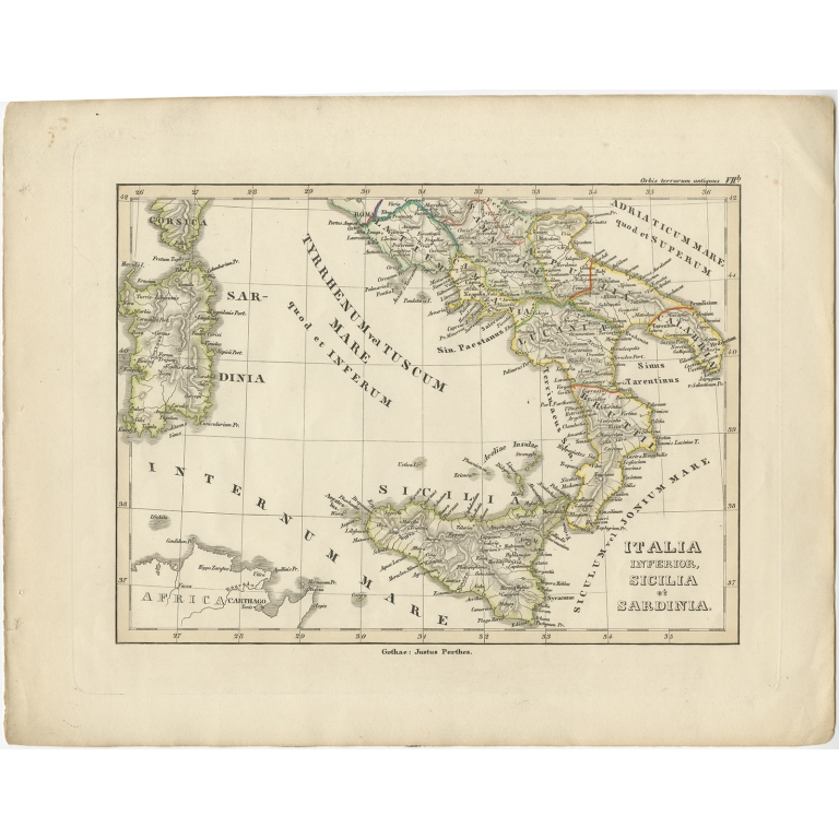 Italia Inferior, Sicilia et Sardinia - Perthes (1848)