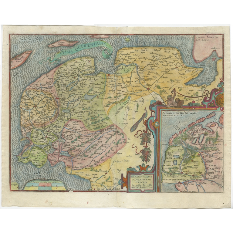 Antique Map of Friesland by Ortelius (c.1580)
