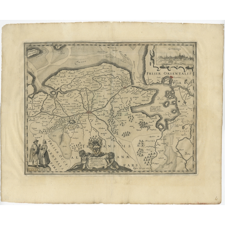 Antique Map of Groningen by Visscher (1634)