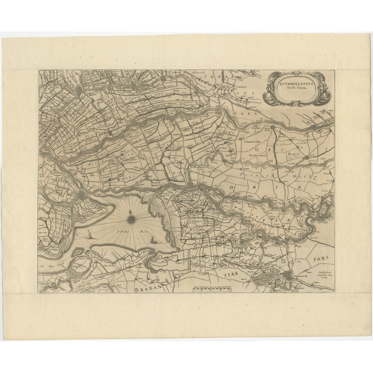 Antique Map of Zuid-Holland by Blaeu (c.1645)