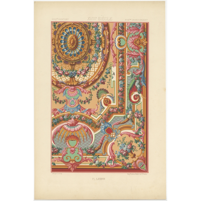 Pl. 87 Antique Print of decorative painting in France by Didot (1891)